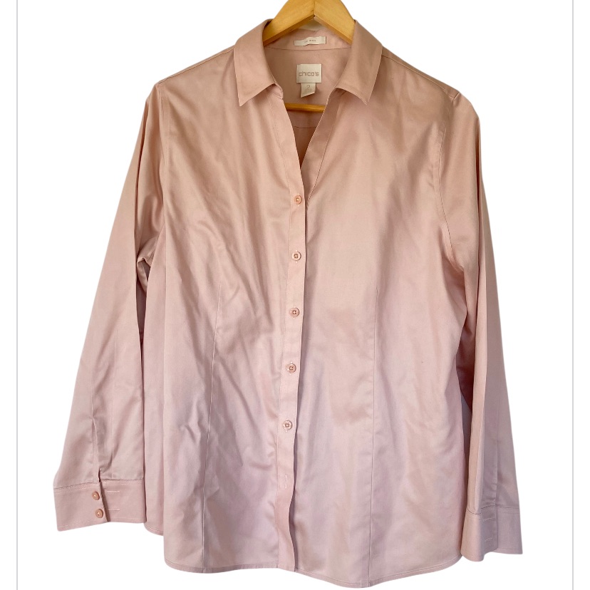 Chico’s Soft Pink Long Sleeves Button Down Shirt Size 2